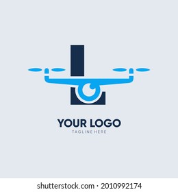 Letter L Drone Logo Design Vector Icon Graphic Emblem Illustration 