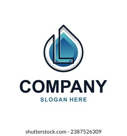 Letter L with Drop Water logo design, water drop and clean environment symbol, logotype element for template