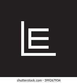 letter L and E monogram logo white black background