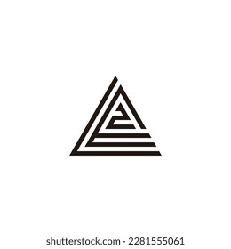 Letra L, E y número 2, símbolo geométrico triangular simple vector de logotipo