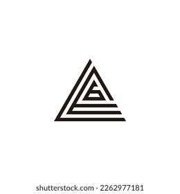 Letter L, E and number 6, triangle geometric simple symbol logo vector