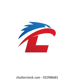 letter L eagle head red blue logo