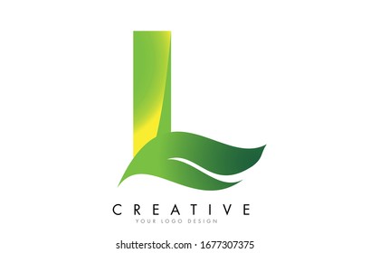 Letter L with eco leaf concept design vector illustration.