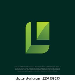 Letter L eco leaves logo icon design template elements with negative space or gestalt concept letter L in leaf shape