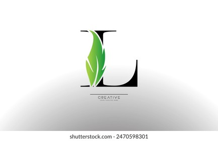 Letter L eco leaves logo icon design template elements