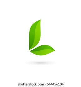 Letter L eco leaves logo icon design template elements