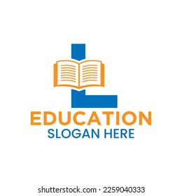 Letter L Education Logo Concept With Open Book Icon Template