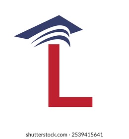 Letter L Education Logo Concept With Graduation Hat. Education Hat Symbol Vector