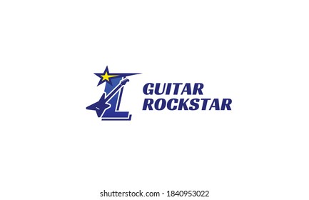 letter L electric guitar alphabet logo