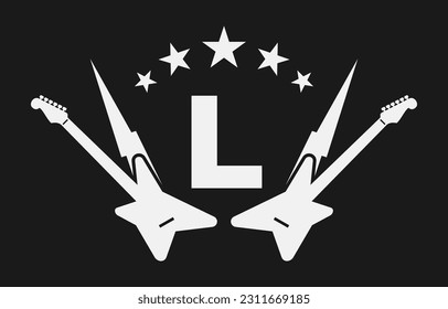 letter L electric guitar vector logo design