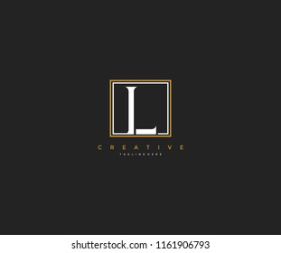 letter L elegant lines square frame hipster logo design