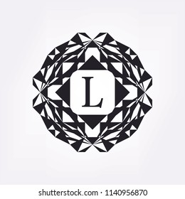 Letter L emblem, monogram, logo, symbol, sign brand. Creative geometric pattern. Vector abstract background.