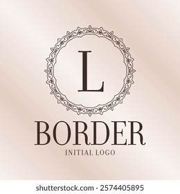 letter L ethnic border initial logo with soft gradient background