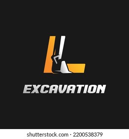 Letter L excavator logo concept template vector.