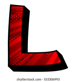 Letter L filled with comic book explosion, background.