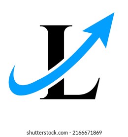 Letter L Financial Logo. Marketing And Financial Business Logo. L Financial Logo Template with Marketing Growth Arrow