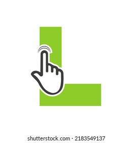 Letter L Finger Click Logo Vector Template Concept For Technology Symbol