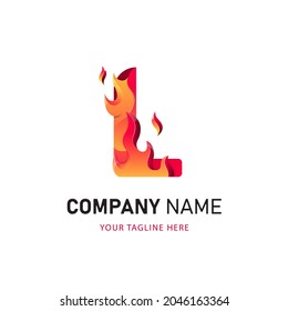 Letter L Fire Logo Design, Colorful Logo Template