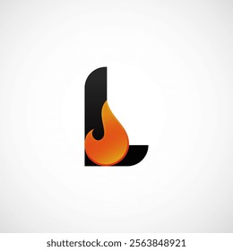 Letter L fire logo template blazing fire black red orange