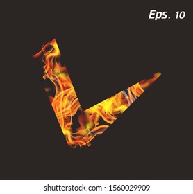 letter L fire or shades of horror, burning letters. Latin fonts from fire, collection of fonts. fire for creative business logos and GAME.

