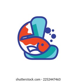 Letter L with fish logo. Fish icon. Seafood logotype