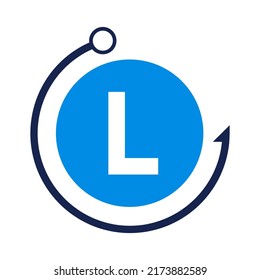 Letter L Fishing Logo Design Template. Fishing Club Logo On Letter L Concept