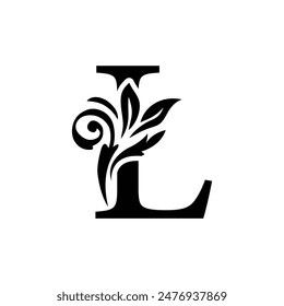 letter L flower alphabet. Beautiful capital letters 