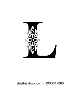letter L. flower  letters. Vintage ornament initial Alphabet. Logo vector 

