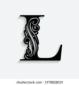 letter l flower  ornament. Vector logo. Monogram alphabet. Beautiful floral capital letters
