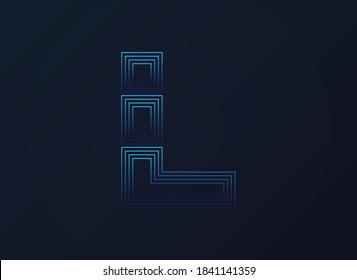 Letter L font, digital technology design, network concept.  Vector illustration

