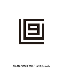Letter L, G and g square geometric symbol simple logo vector