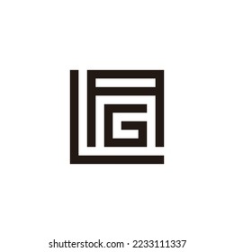 Letter L, A and G square geometric symbol simple logo vector