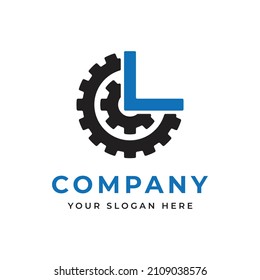 letter L gear logo. unique combination of letter L and gear logo design