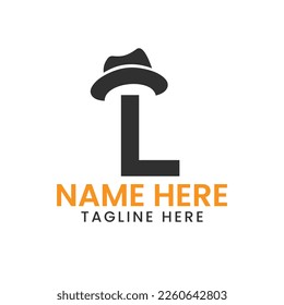 Letter L Gentlemen Hat Logo Design  Concept With Cowboy Hat Icon Template