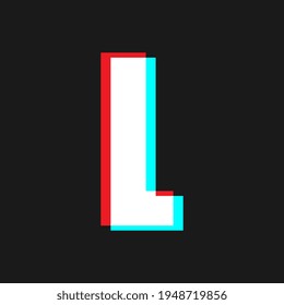 Letter L with Glitch Effect On Black Background