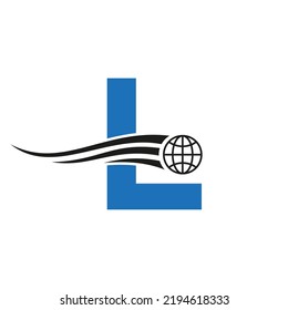 Letter L Global Logo Combined With Global Icon, Earth Sign For Business and Technology Identity Template