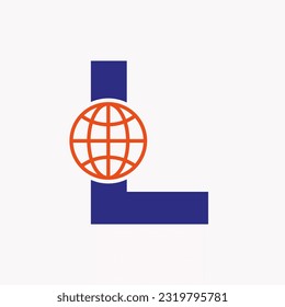 Letter L Global Logo Design. Global Logotype Symbol Vector Template