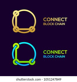 Letter L Gold and Colorful Dots logo with Modern line Cross Circle shape, Connect Technology and Digital, Blockchain, Bitcoin Cryptocurrency data concept for your Corporate identity