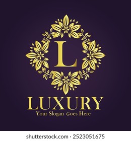 Letter L golden logo vector illustration.