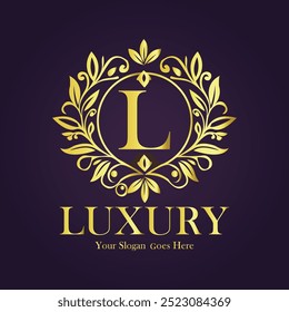 Letter L golden logo vector illustration.