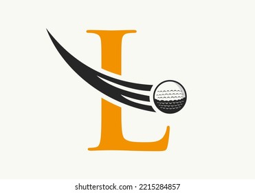 Letter L Golf Logo Design Template. Hockey Sport Academy Sign, Club Symbol