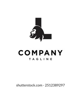 Letra L Gorilla ícone do logotipo vetor.