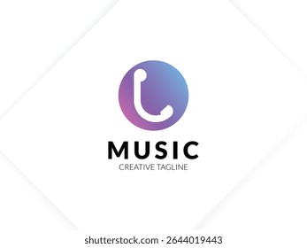 Letter L gradient music logo with headphone for your brand