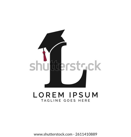 Letter L with Graduation Cap Logo. Alphabet L Education Hat icon