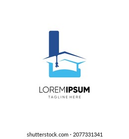 Letter L Graduation Hat Education Logo Design Graphic Icon Emblem Illustration