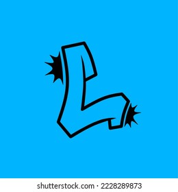 Letter "L" grafitti with blue background for t-shirt and hoodie