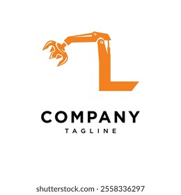 Letter L Grapple Excavator Logo Icon Vector