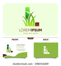 Letter L Grass Logo Design Vector Icon Graphic Illustration