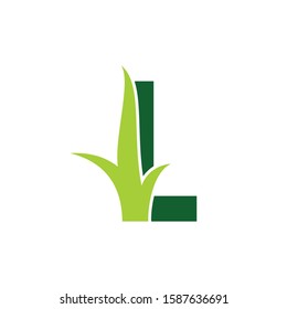Letter L with Grass Logo Vector 001