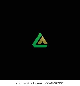 Letter L and A green gold logo vector